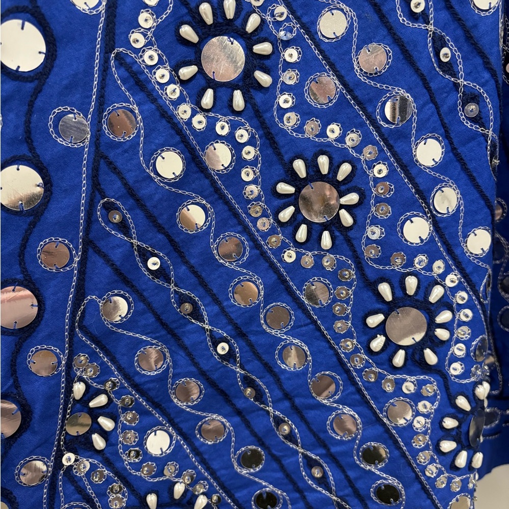 Soft Surroundings Preciosa Maxi Skirt Embroidered Beaded Boho Floral Blue PM - Picture 9 of 16